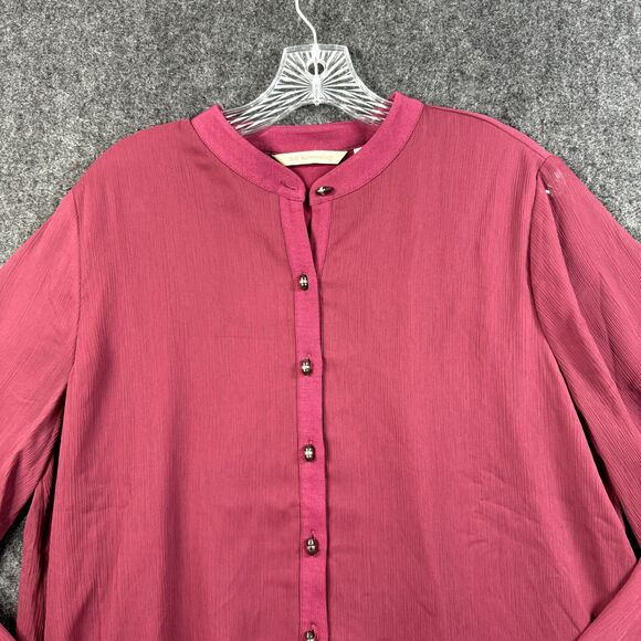 Soft Surroundings Capizzi Blouse Women's Large Red Wine Maroon Balloon Sleeve - Picture 2 of 8